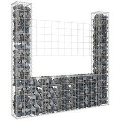 vidaXL U-kujuline gabioonkorv 2 postiga, raud, 140 x 20 x 150 cm hind ja info | Aiad ja tarvikud | kaup24.ee