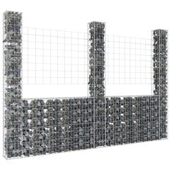 vidaXL U-kujuline gabioonkorv 3 postiga, raud, 260 x 20 x 200 cm hind ja info | Aiad ja tarvikud | kaup24.ee