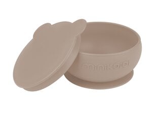 Нескользящая чаша с крышкой Minikoioi Bowly, Bubble Beige, 101080008 цена и информация | Детский набор посуды | kaup24.ee
