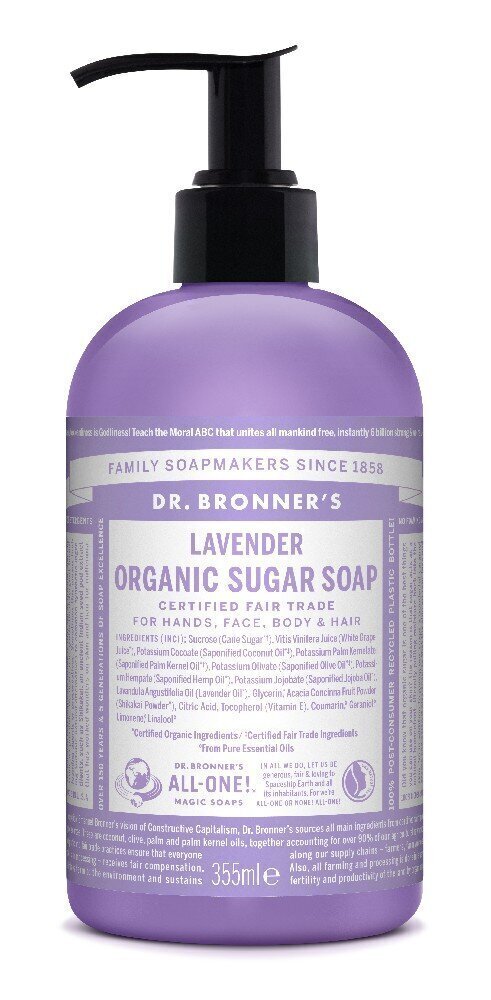 Dr. Bronner's Lavender Sugar Soap orgaaniline suhkruseep 355 ml, lavendel hind ja info | Seebid | kaup24.ee