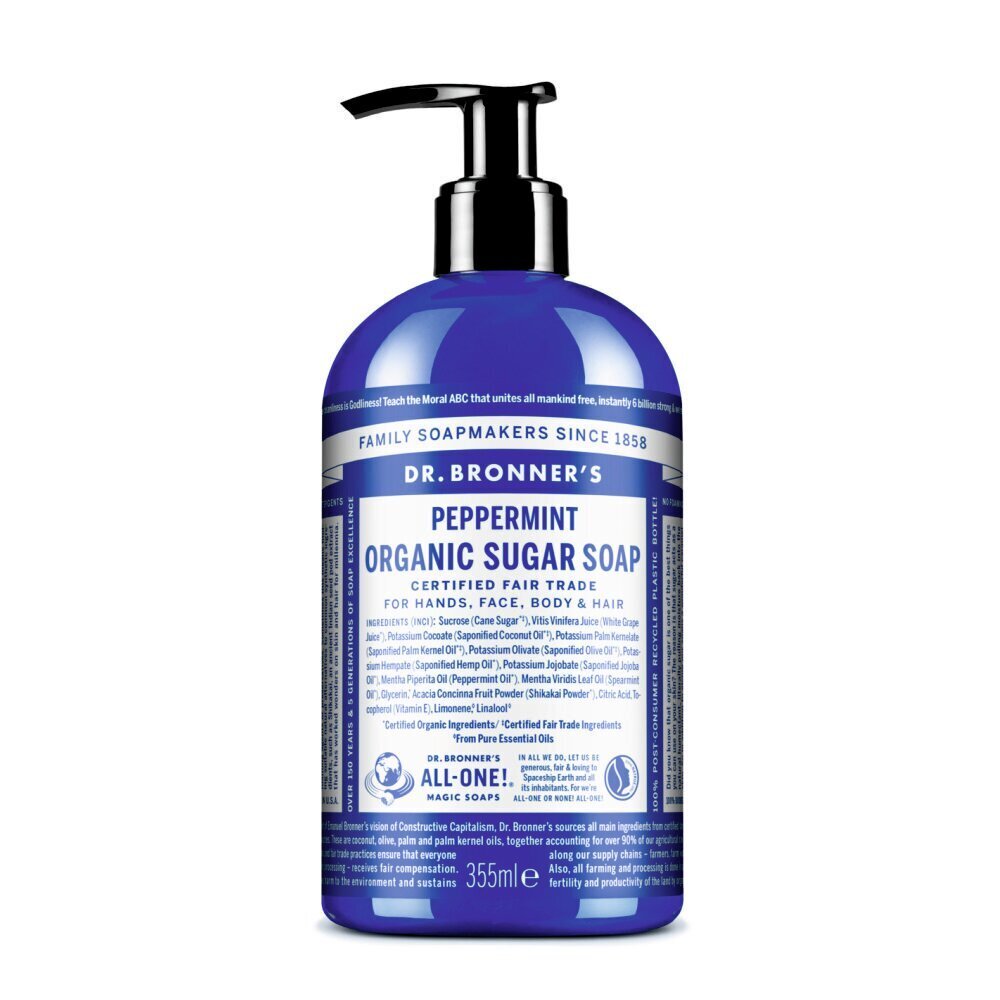 Orgaaniline suhkruseep Dr. Bronner´s Peppermint Sugar Soap 355 ml, piparmünt цена и информация | Seebid | kaup24.ee