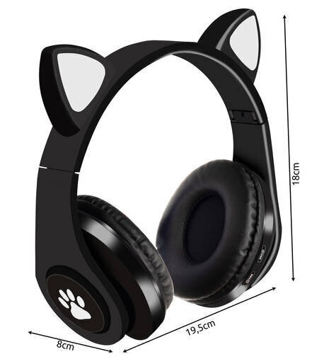 Juhtmeta kõrvaklapid kassikõrvadega - mustad цена и информация | Kõrvaklapid | kaup24.ee