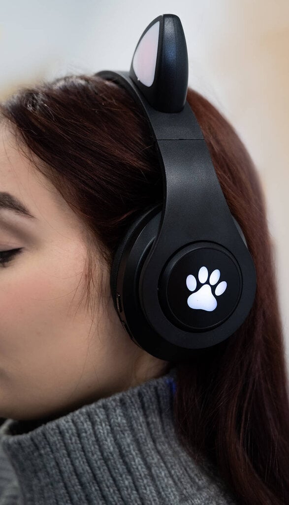 Juhtmeta kõrvaklapid kassikõrvadega - mustad hind ja info | Kõrvaklapid | kaup24.ee