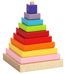 Деревянные кубики Пирамида цена и информация | Drewniana Wieża Piramida Kura Nakładanie Kolorowych Kwadratów LD-15 15276 | kaup24.ee