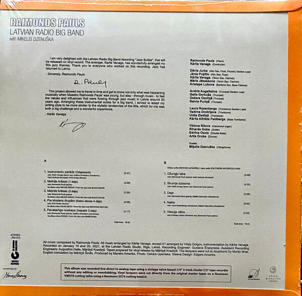 Raimonds Pauls / Latvian Radio Big Band - Jazz suites: Reimagined!, LP, vinüülplaat, 12" vinyl record hind ja info | Vinüülplaadid, CD, DVD | kaup24.ee