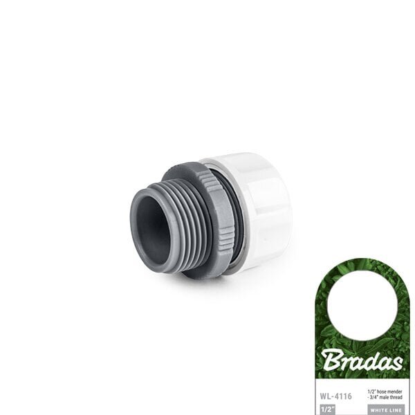 Voolikuühendus 1/2" üleminekuga 3/4" Bradas WHITE LINE hind ja info | Kastekannud, voolikud, niisutus | kaup24.ee