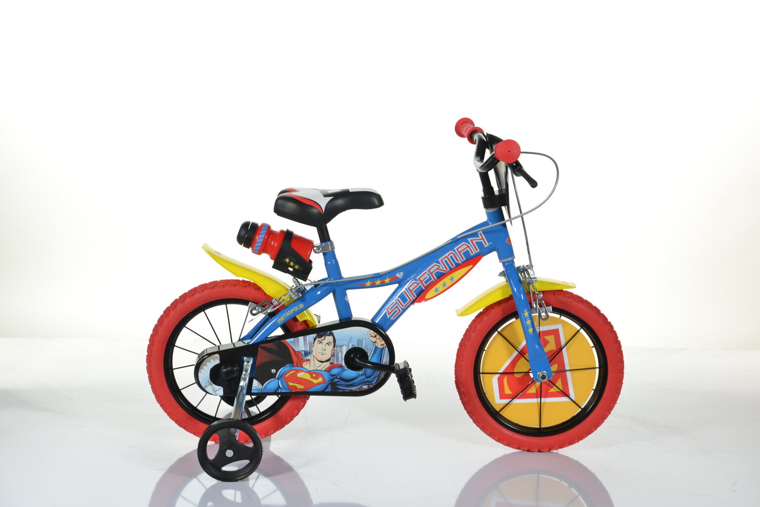 Jalgratas lastele Dino bikes Superman 16", sinine/punane/kollane цена и информация | Jalgrattad | kaup24.ee