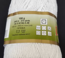 Пряжа для вязания Lanoso Natural Cotton, цвет белый 955LA цена и информация | Принадлежности для вязания | kaup24.ee