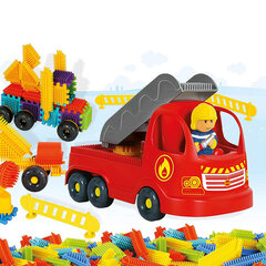 Mängukomplekt 100 osast koos tuletõrjeautoga ja ühe 3D figuuriga цена и информация | Развивающие игрушки и игры | kaup24.ee