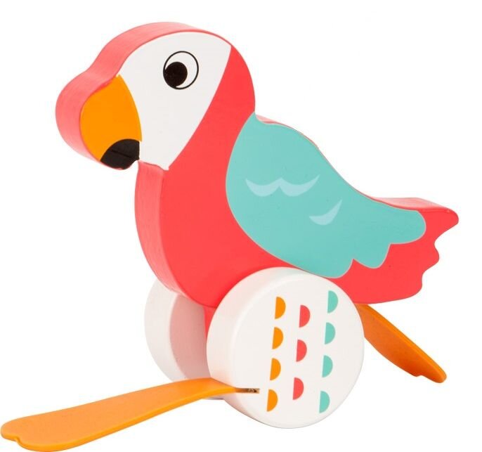 Puidust lükatav Papagoi “Lori” цена и информация | Imikute mänguasjad | kaup24.ee