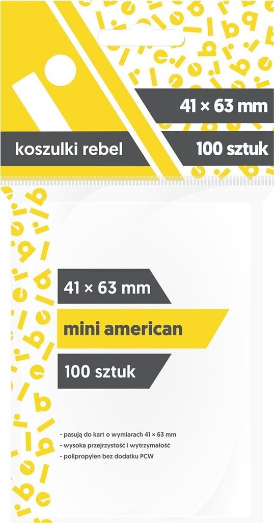 Kaardiümbrised Rebel Mini American (41 x 63 mm), 100 tk. hind ja info | Lauamängud ja mõistatused | kaup24.ee