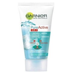 Näo puhastamise geel Garnier Pure Active 3 in 1 (150 ml) hind ja info | Näopuhastusvahendid | kaup24.ee