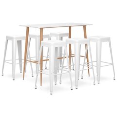 vidaXL 7-osaline baarikomplekt, kangas, valge цена и информация | Комплекты мебели для столовой | kaup24.ee