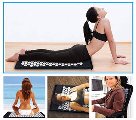 Massaažimatt, 65x41x2 cm, must hind ja info | Massaažikaubad | kaup24.ee