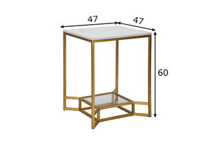 Кофейный столик Glam с полкой, золотистый/белый цена и информация | Журнальные столики | kaup24.ee