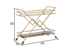Стол - тележка Glam 90, черный/золотой цвет цена и информация | Кухонные и обеденные столы | kaup24.ee