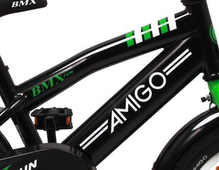 Lasteratas Amigo BMX Fun, 14", must/roheline hind ja info | Jalgrattad | kaup24.ee