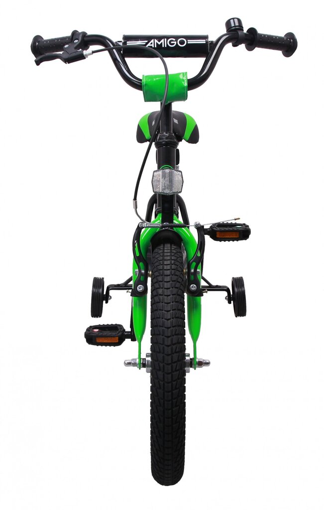 BMX lasteratas AMIGO BMX Fun 16" 28 cm, matt must/roheline цена и информация | Jalgrattad | kaup24.ee