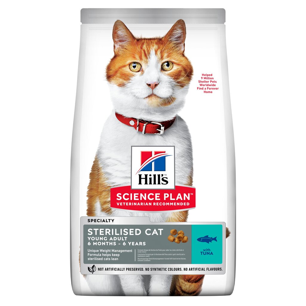 Hill's Science Plan Sterilised Cat Young Adult kassitoit tuunikalaga, 3 kg hind ja info | Kuivtoit kassidele | kaup24.ee