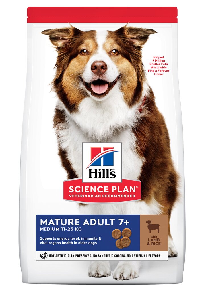 Hill's Sience Plan Medium Mature Adult 7+ koeratoit lambaliha ja riisiga, 2,5 kg hind ja info | Kuivtoit koertele | kaup24.ee