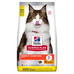 Hill's Science Plan Perfect Digestion Adult 1+ kassi kuivtoit kana ja pruuni riisiga, 7 kg hind ja info | Kuivtoit kassidele | kaup24.ee