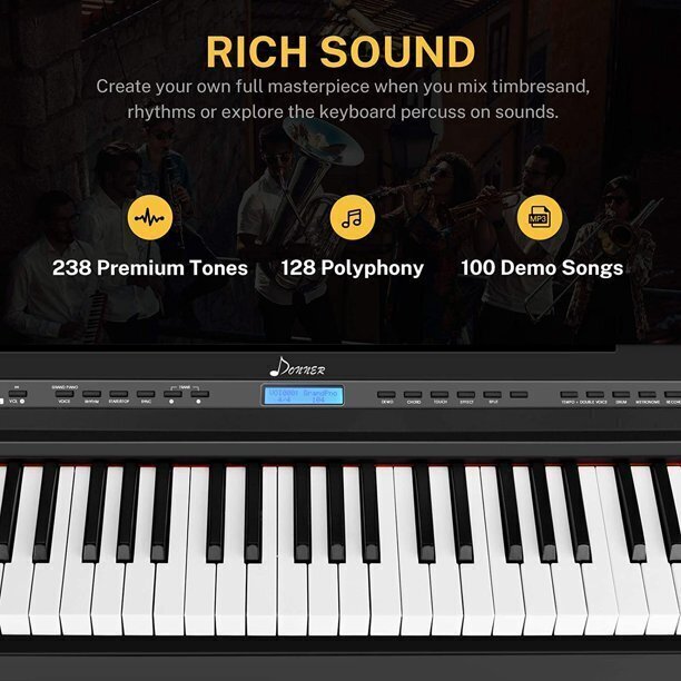 Digitaalklaver Donner Dep-20, 88 klahviga täissuuruses tundlik klaviatuur цена и информация | Klahvpillid | kaup24.ee