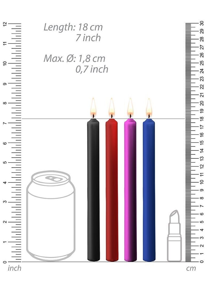 Ouch! küünalde komplekt Teasing Wax Candles Large, 4 tk. цена и информация | Massaažiõlid | kaup24.ee