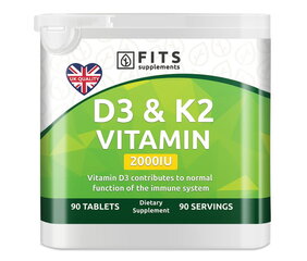 Toidulisand D3-Vitamiin 50 mcg (2000IU), K2-Vitamiin 90 tabletti цена и информация | Другие добавки и препараты | kaup24.ee