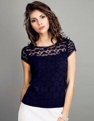 Женская футболка с кружевом Waxima 220172 01, тёмно-синяя 220172*01-XL цена и информация | Футболка женская | kaup24.ee