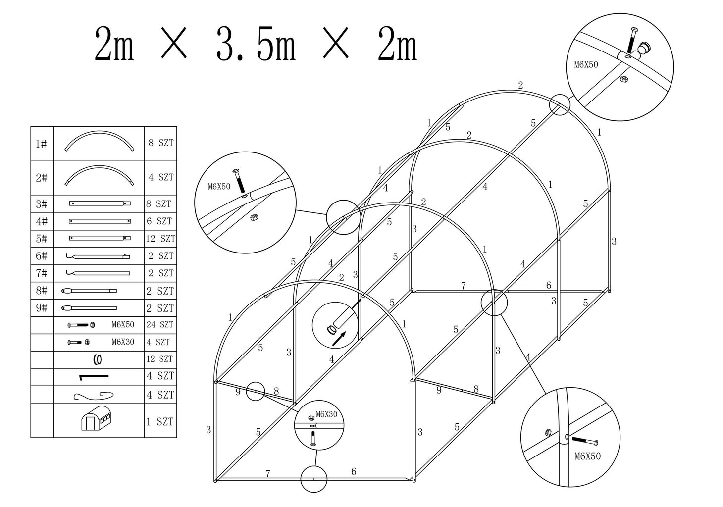 Aiakasvuhoone AUREA 2x3,5 m hind ja info | Kasvuhooned | kaup24.ee