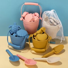 Силиконовые пляжные игрушки - ведерко, лопатка, 6 форм, розового цвета цена и информация | Игрушки для мальчиков | kaup24.ee