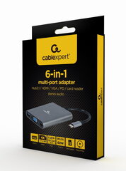 Адаптер портов GEMBIRD A-CM-COMBO6-01 цена и информация | Адаптеры и USB-hub | kaup24.ee