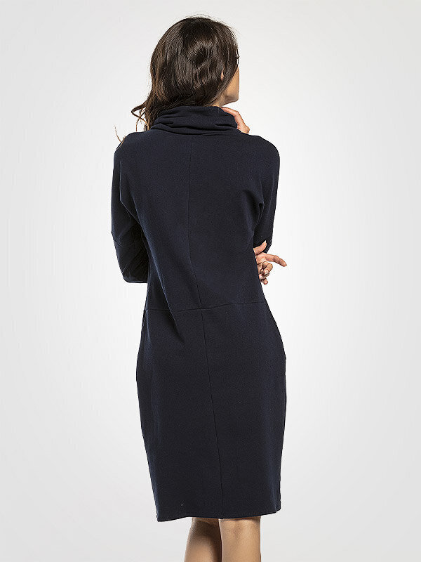 Naiste kõrge kaelusega kleit Tessita T290, puuvillane, tumesinine hind ja info | Kleidid | kaup24.ee