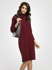 Naiste kõrge kaelusega kleit Tessita T290, puuvillane, burgundiapunane hind ja info | Kleidid | kaup24.ee