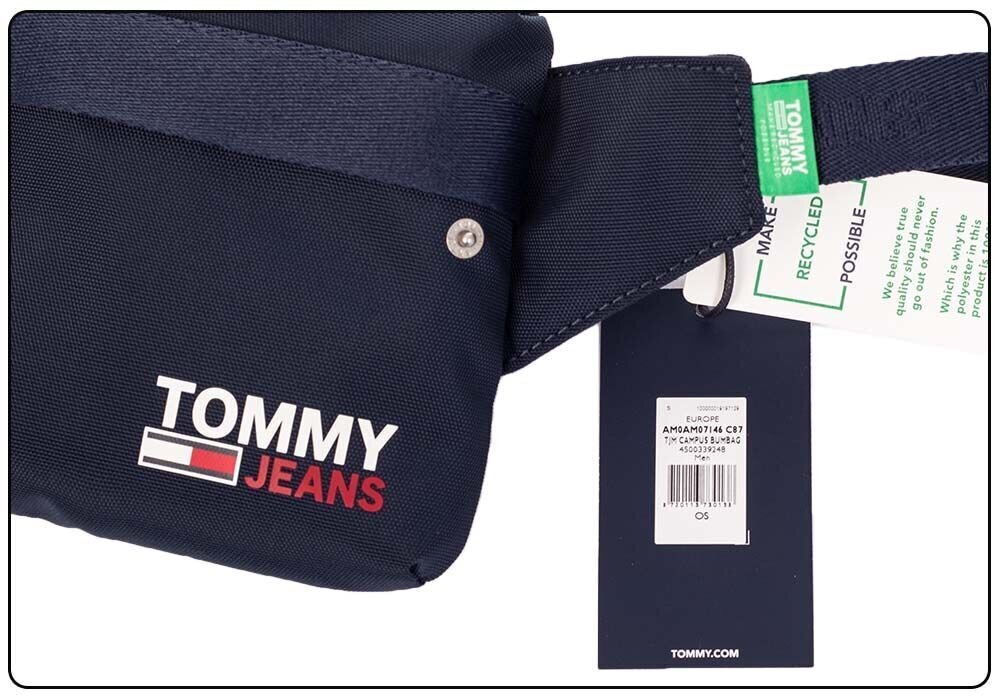 TOMMY HILFIGER TJM CAMPUS BUMBAG VÖÖKOTT, TUMESININE AM0AM07146 C87 цена и информация | Meeste vöökotid, õlakotid | kaup24.ee