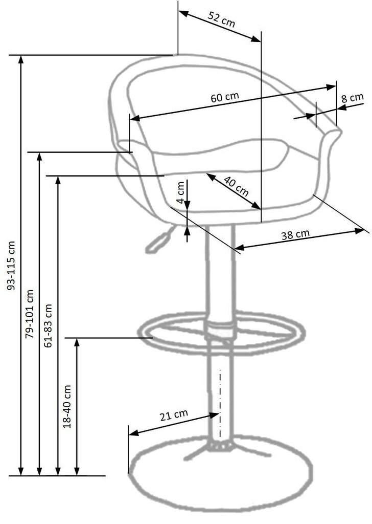 Baaritool Halmar H 46, must/valge hind ja info | Söögitoolid, baaritoolid | kaup24.ee