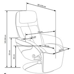 Tugitool recliner Halmar Optima, must hind ja info | Tugitoolid | kaup24.ee