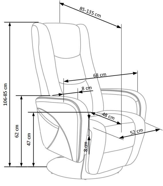 Tugitool recliner Halmar Pulsar, must hind ja info | Tugitoolid | kaup24.ee