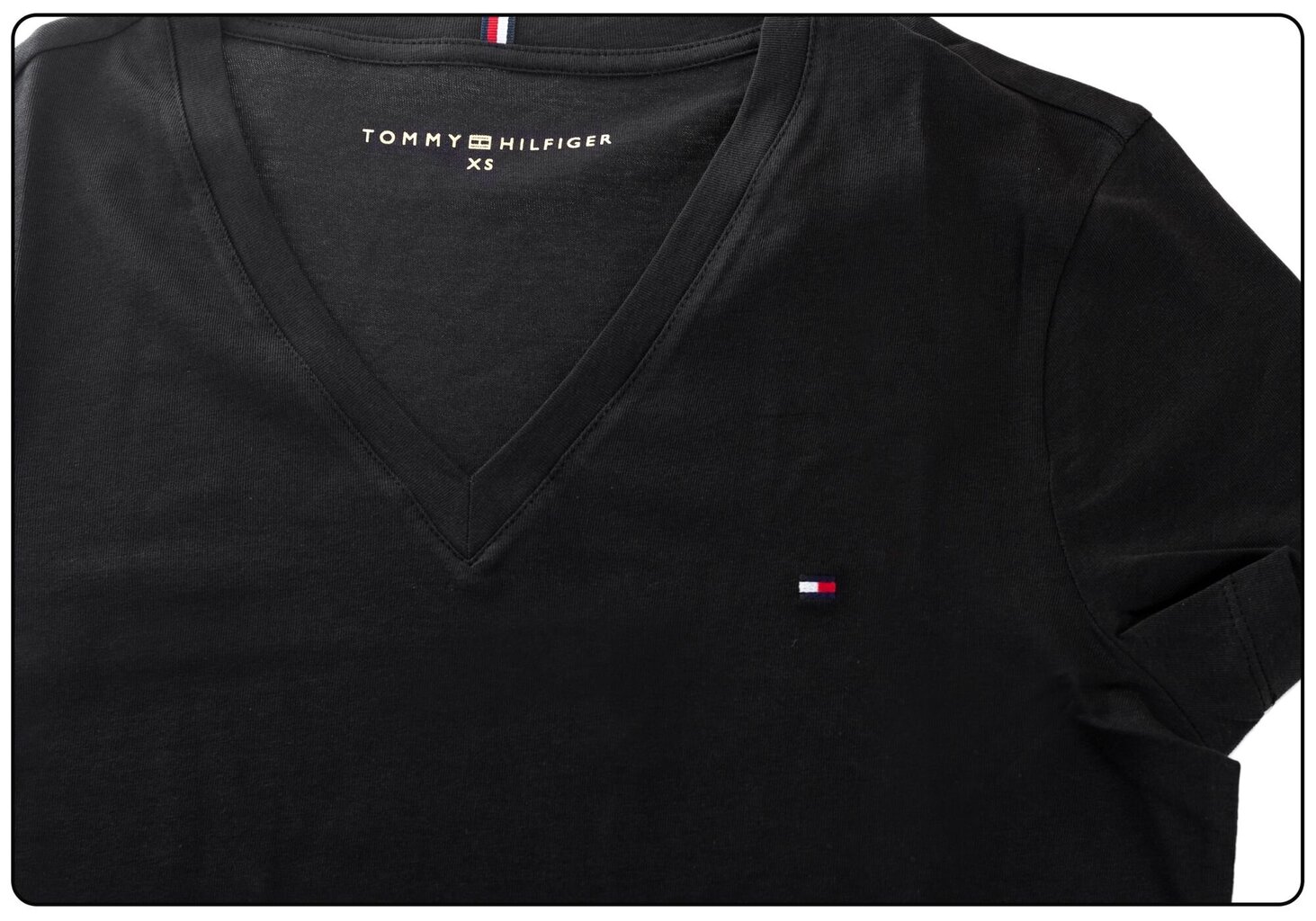 Tommy Hilfiger T-särk Heritage V-neck Tee Black WW0WW24969 017 18971 цена и информация | Naiste T-särgid, topid | kaup24.ee