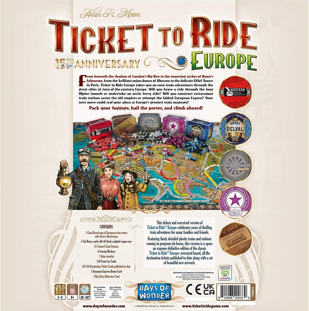 Lauamäng Ticket to Ride: Europe – 15th Anniversary, EN цена и информация | Lauamängud ja mõistatused | kaup24.ee