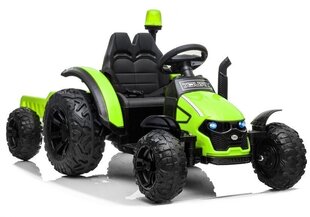 Ühekohaline elektriline traktor HZB-200 haagisega, roheline hind ja info | Laste elektriautod | kaup24.ee
