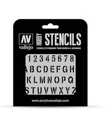 Stamp Font ST-LET002 Vallejo Hobby Stencils цена и информация | Аппликации, декорации, наклейки | kaup24.ee