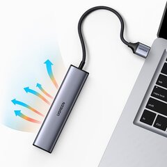 Ugreen multifunctional adapter HUB USB Type C - 3 x USB / Ethernet RJ-45 / USB Type C PD gray (CM475) цена и информация | Адаптер Aten Video Splitter 2 port 450MHz | kaup24.ee