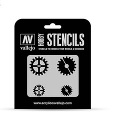 Gear Markings ST-SF001 Vallejo Hobby Stencils hind ja info | Aplikatsioonid, dekoratsioonid, kleebised | kaup24.ee