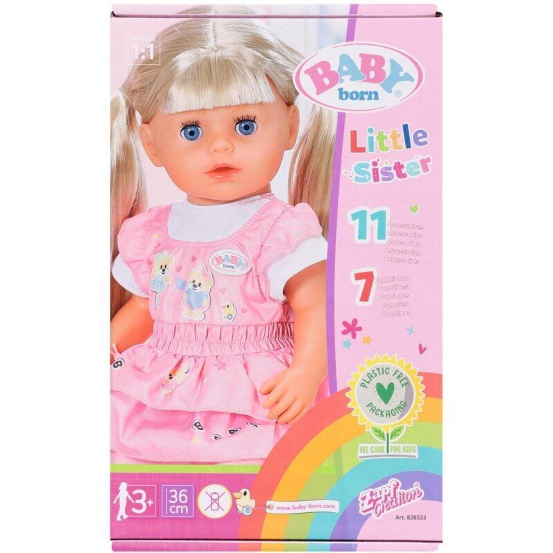 Baby Born Zaph Creation - Little Sister, 36 cm цена и информация | Tüdrukute mänguasjad | kaup24.ee