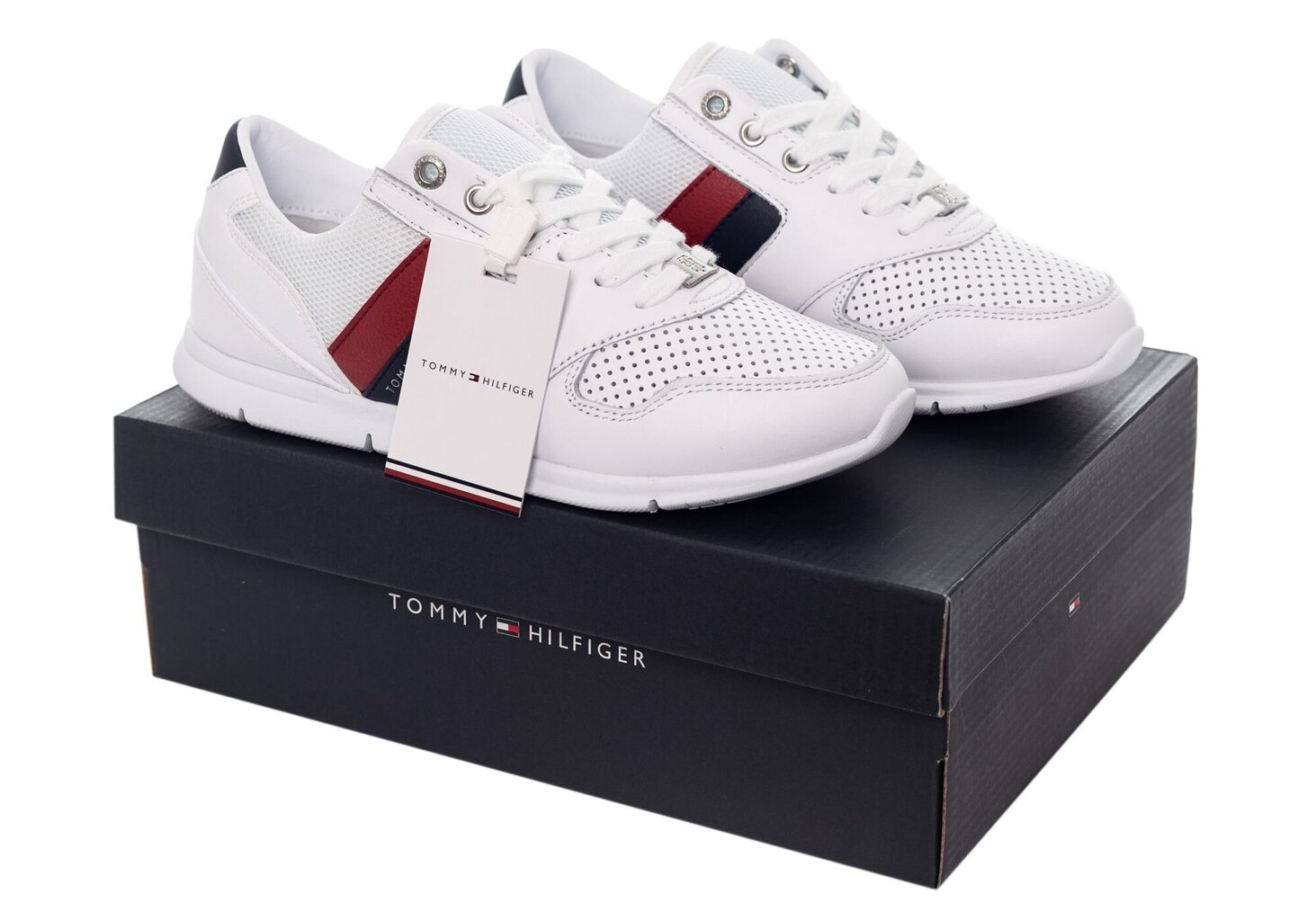 Tommy Hilfiger naiste tossud LIGHTWEIGHT LEATHER SNEAKER WHITE FW0FW04261 020 19665 цена и информация | Naiste spordi- ja vabaajajalatsid | kaup24.ee