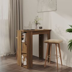 vidaXL baarilaud riiuliga, pruun, 102x50x103.5 cm puitlaastplaat цена и информация | Кухонные и обеденные столы | kaup24.ee