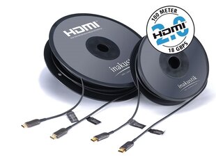 Optiline kiudkaabel (HDMI 2.0a), 15m, must, In-akustik hind ja info | Kaablid ja juhtmed | kaup24.ee