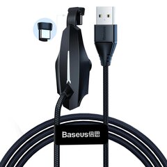 Kaabel USB2.0 A pistik - USB C-pistik, 1.2m telefonihoidjaga, must, nailonist punutud, BASEUS hind ja info | Mobiiltelefonide kaablid | kaup24.ee