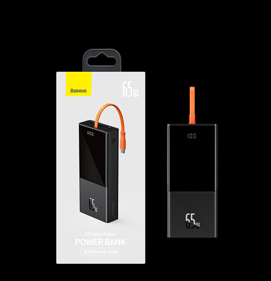 Varutoiteallikas PowerBank Base 20000mAh, PD, 2xUSB + USB-C, USB-C kaabel, 65W hind ja info | Akupangad | kaup24.ee